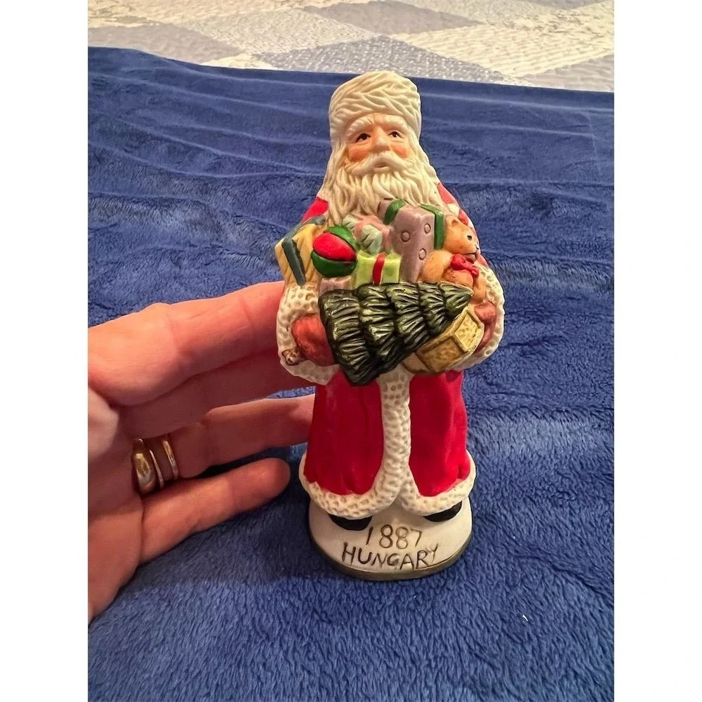 Vtg 1887 Hungary Santa Claus Figurine Hand-Painted Porcelain‎ Christmas Hudson